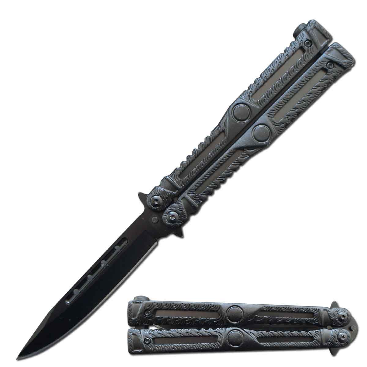 Creature Comforts Black Butterfly Balisong Knife Flipper - TOPHATTER'S ARMORY DEALS