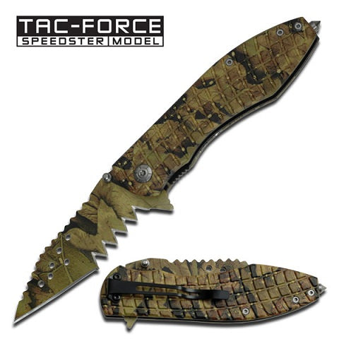 Jungle Camo Mutilator Spring Assisted Knife - 5 Inch Closed - TOPHATTER'S ARMORY DEALS