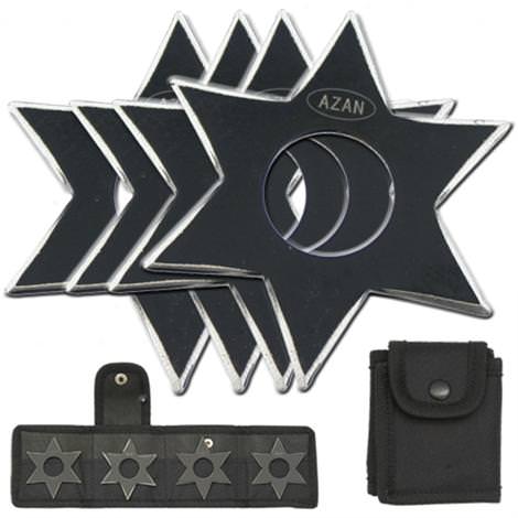 4 Pcs Dark Ninja Throwing Star Set W- Pouch