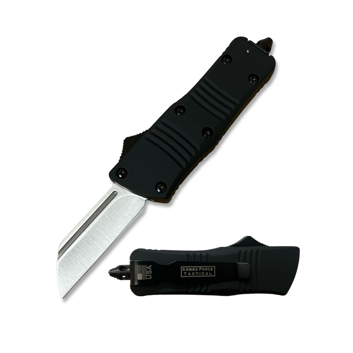 5.5" Wasp Mini Black Automatic OTF Knife Cleaver Point Blade