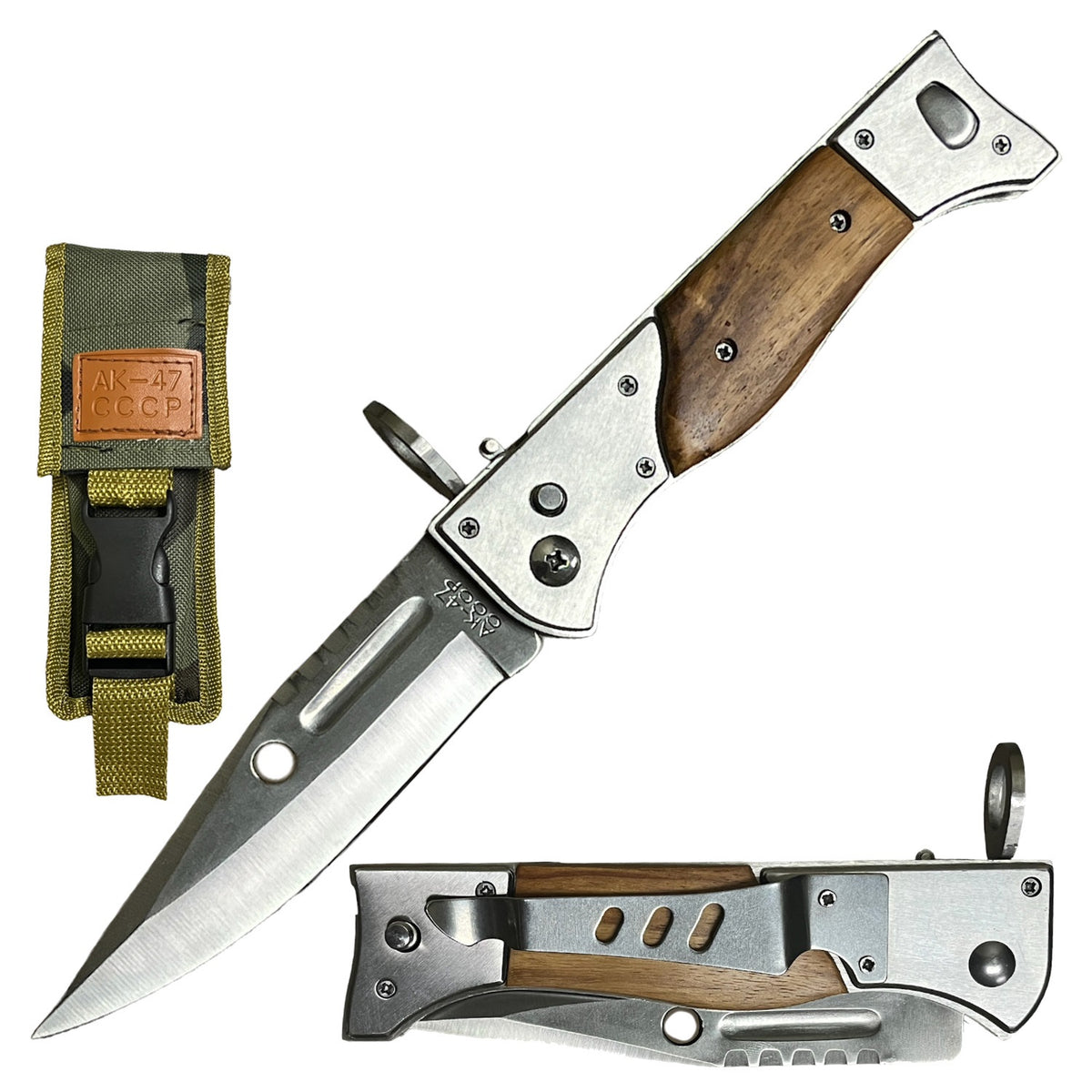 10.65" Overall AK47 Military Bayonet Switch Blade Automatic Knife - TOPHATTER'S ARMORY DEALS