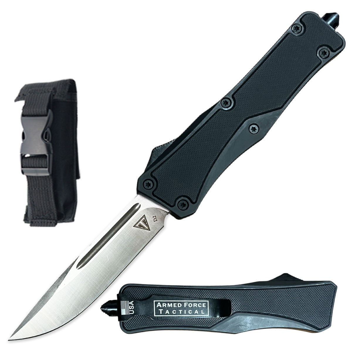9.75" D2 Steel Black Automatic OTF Out the Front Knife G10 Handle - TOPHATTER'S ARMORY DEALS