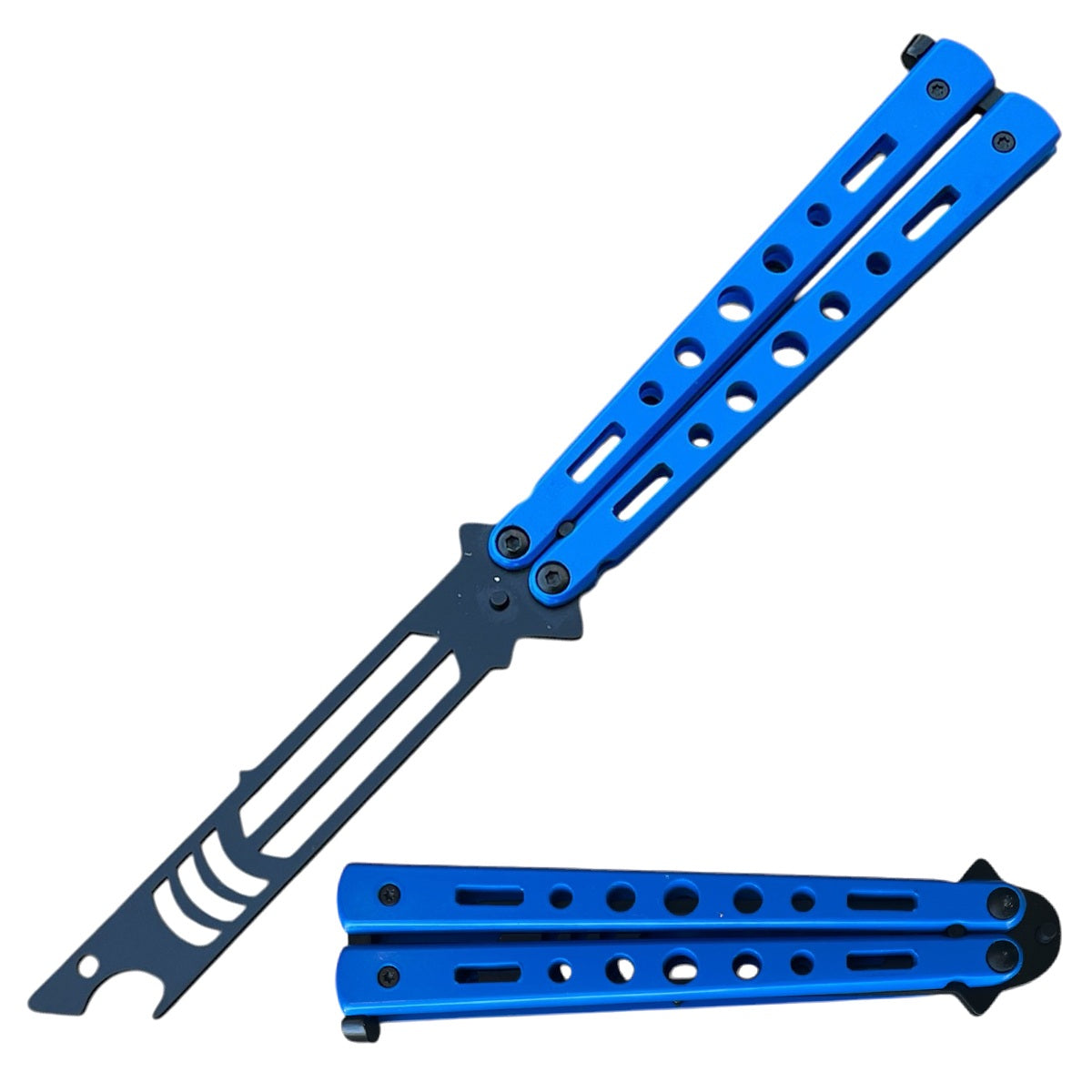 Blue Shark Bottle Opener Stainless Steel Butterfly Trainer Knife - TOPHATTER'S ARMORY DEALS