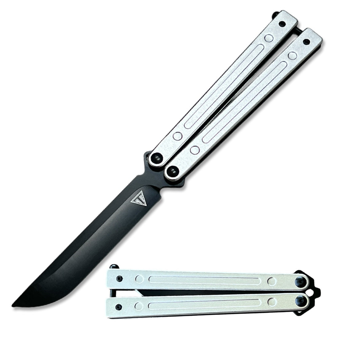 White Aluminum Handle Ball Bearing Practice Butterfly Trainer - TOPHATTER'S ARMORY DEALS