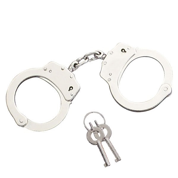 Professional Police Handcuffs Nickel Plated Double Lock with 2 Keys - TOPHATTER'S ARMORY DEALS