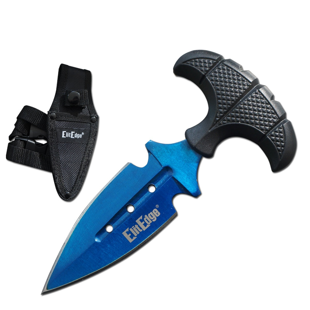 Blue Military Push Dagger Dual Edge Fixed Blade Knife