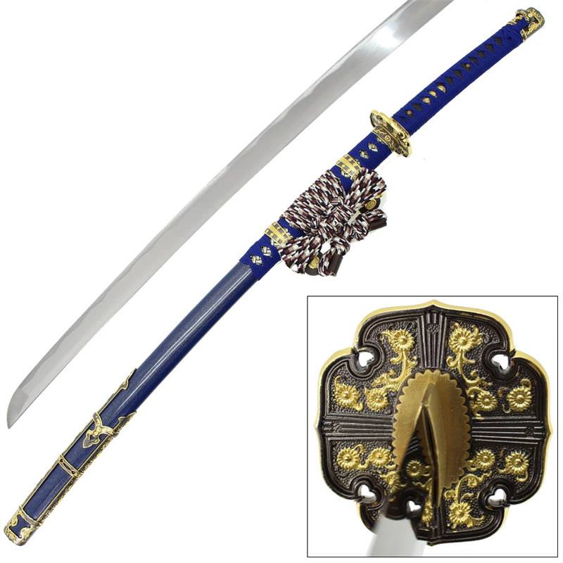 Blue Japanese Tachi Ceremonial Katana Samurai Sword Hand Forged - TOPHATTER'S ARMORY DEALS