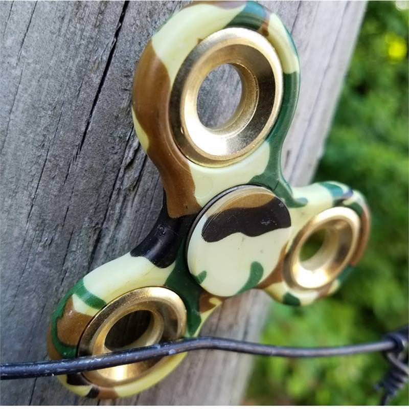 Hand Finger Spinner Green Camo Stress Relief Tri Fidget High Speed - TOPHATTER'S ARMORY DEALS