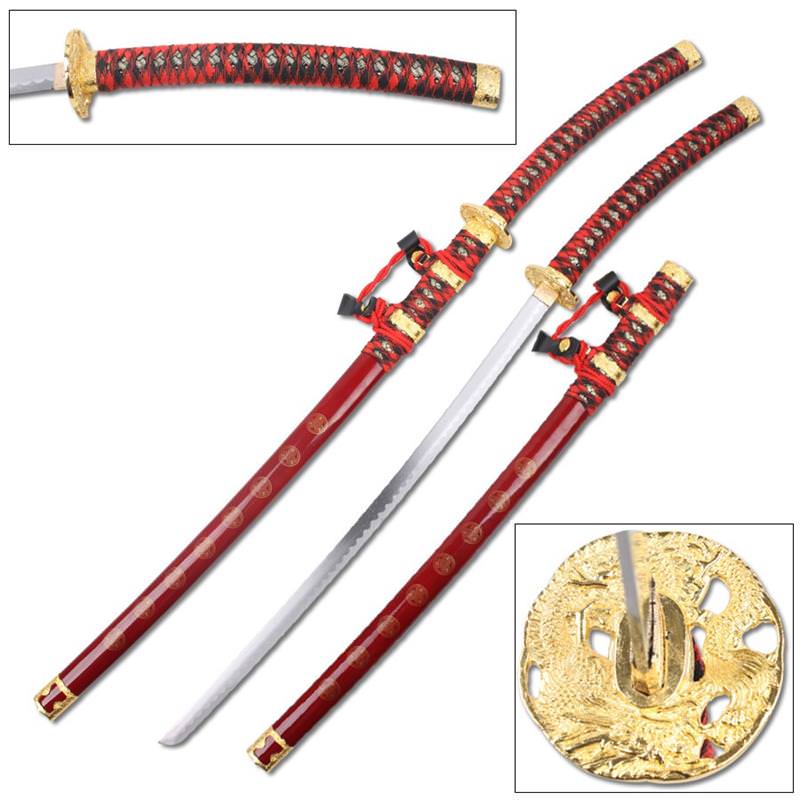 Jintachi Ceremonial Red Japanese Samurai Bushido Spirit Katana Sword - TOPHATTER'S ARMORY DEALS