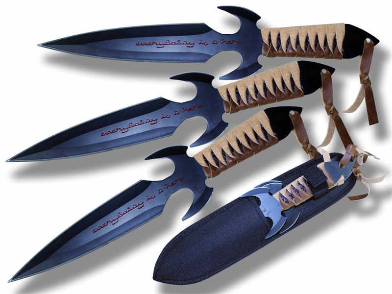 3 Pcs Heavy 10-3/4 Inch Throwing Knife set with Wrist Sheath