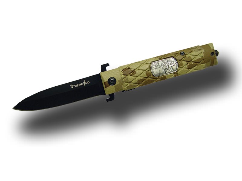 Metal Rubber Baton Handle Xtreme-Tac Spring Assist Knife - Police - TOPHATTER'S ARMORY DEALS