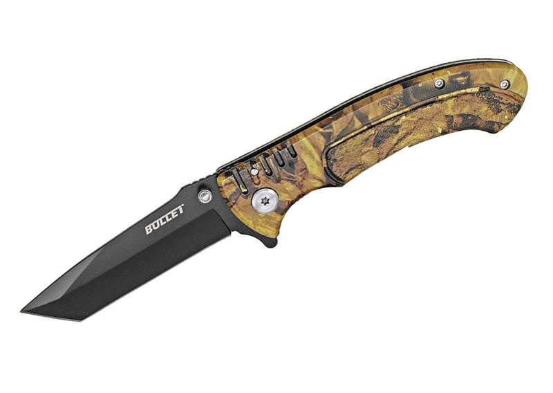 BULLET Tanto Blade Spring Assisted Opening Knife - Tree Camo