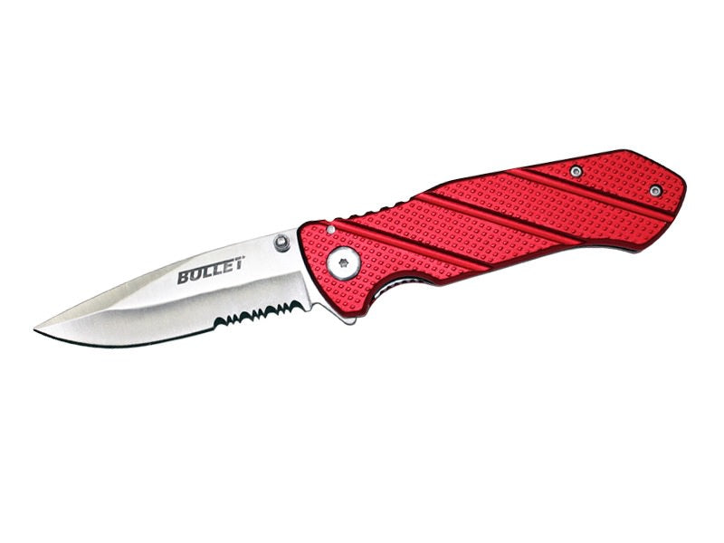 BULLET Spring Assisted Opening Knife - Red Handle - TOPHATTER'S ARMORY DEALS