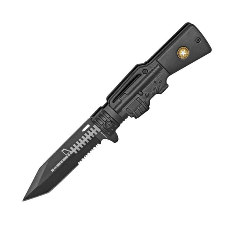 AR-15 Series Army Spring Assisted Folding Knife - Black - TOPHATTER'S ARMORY DEALS