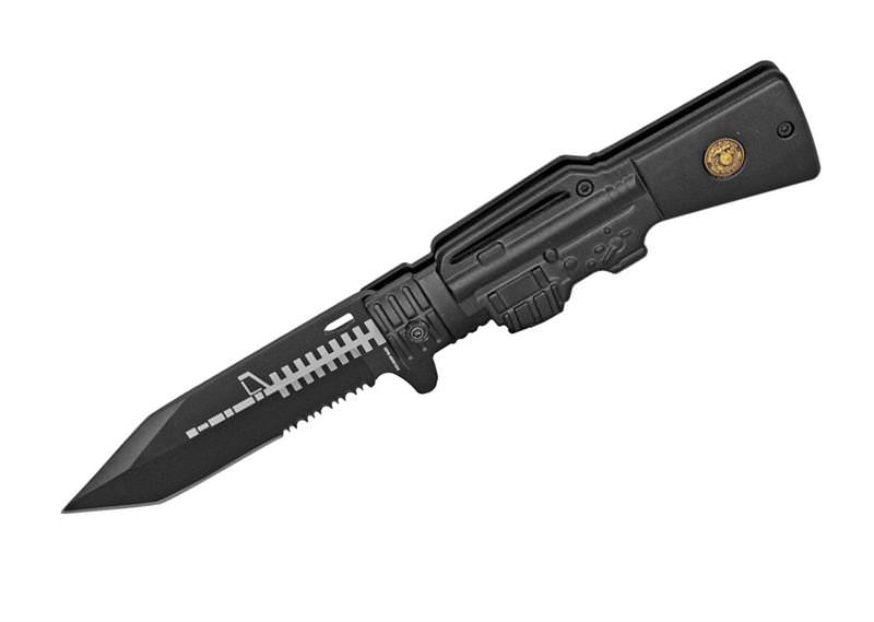 AR-15 Series Marines Spring Assisted Folding Knife - Black