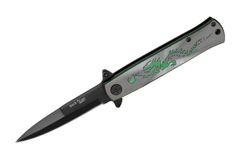 4.5 Inch Spring Assisted Opening Dragon Folding Knife - Green - TOPHATTER'S ARMORY DEALS