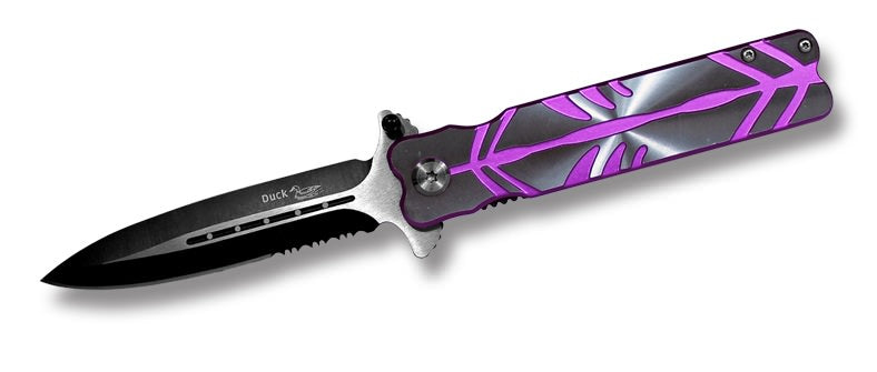 Assisted Opening Stiletto Style Folding Knife Purple & Silver - TOPHATTER'S ARMORY DEALS