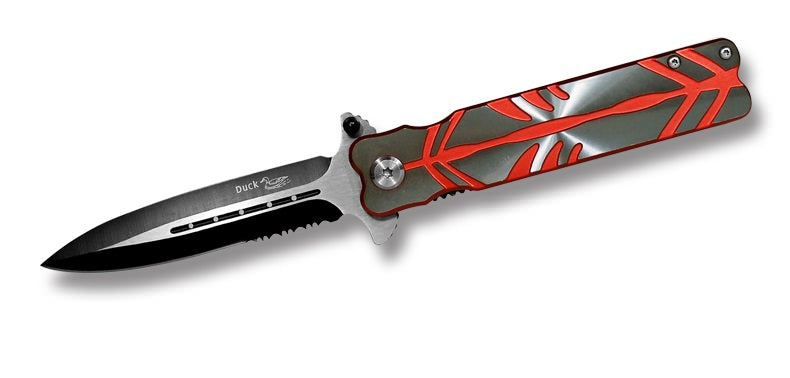 Action Assisted Opening Stiletto Style Folding Knife Red & Silver - TOPHATTER'S ARMORY DEALS