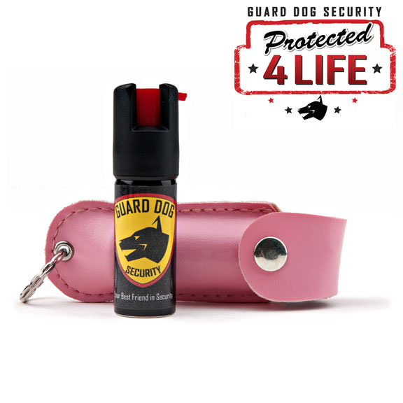 Pink Personal Defense Pepper Spray OC-18 1/2 oz - Leather Case - TOPHATTER'S ARMORY DEALS