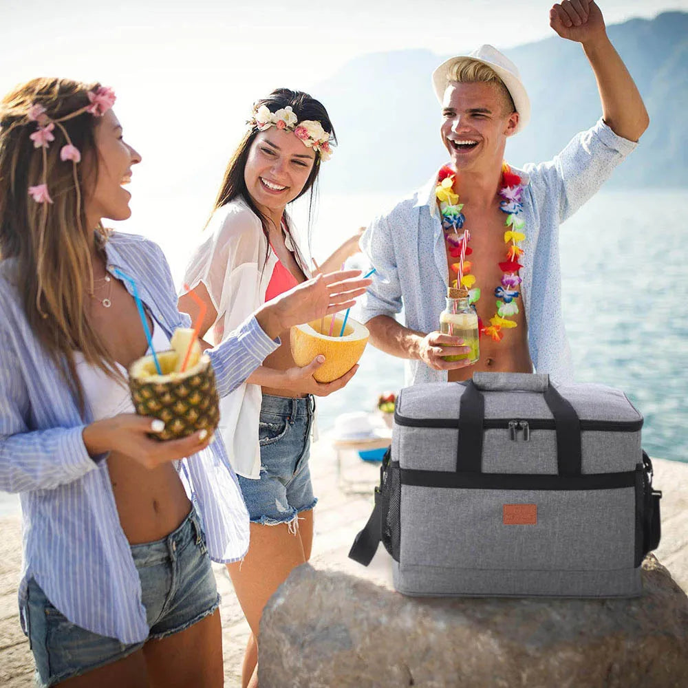 32L Soft Cooler Bag with Hard Liner for Outdoor (Grey)