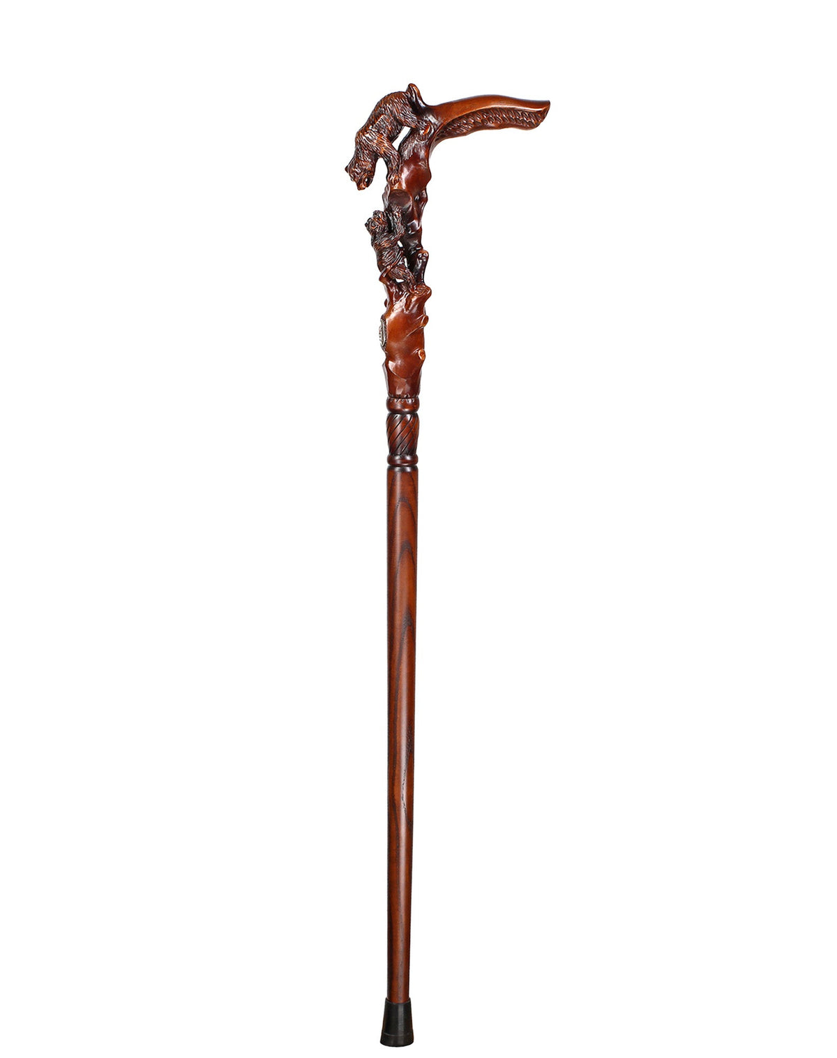 Mama Bear with Baby Bear: Artisan Intricate Hand-Carved Cane