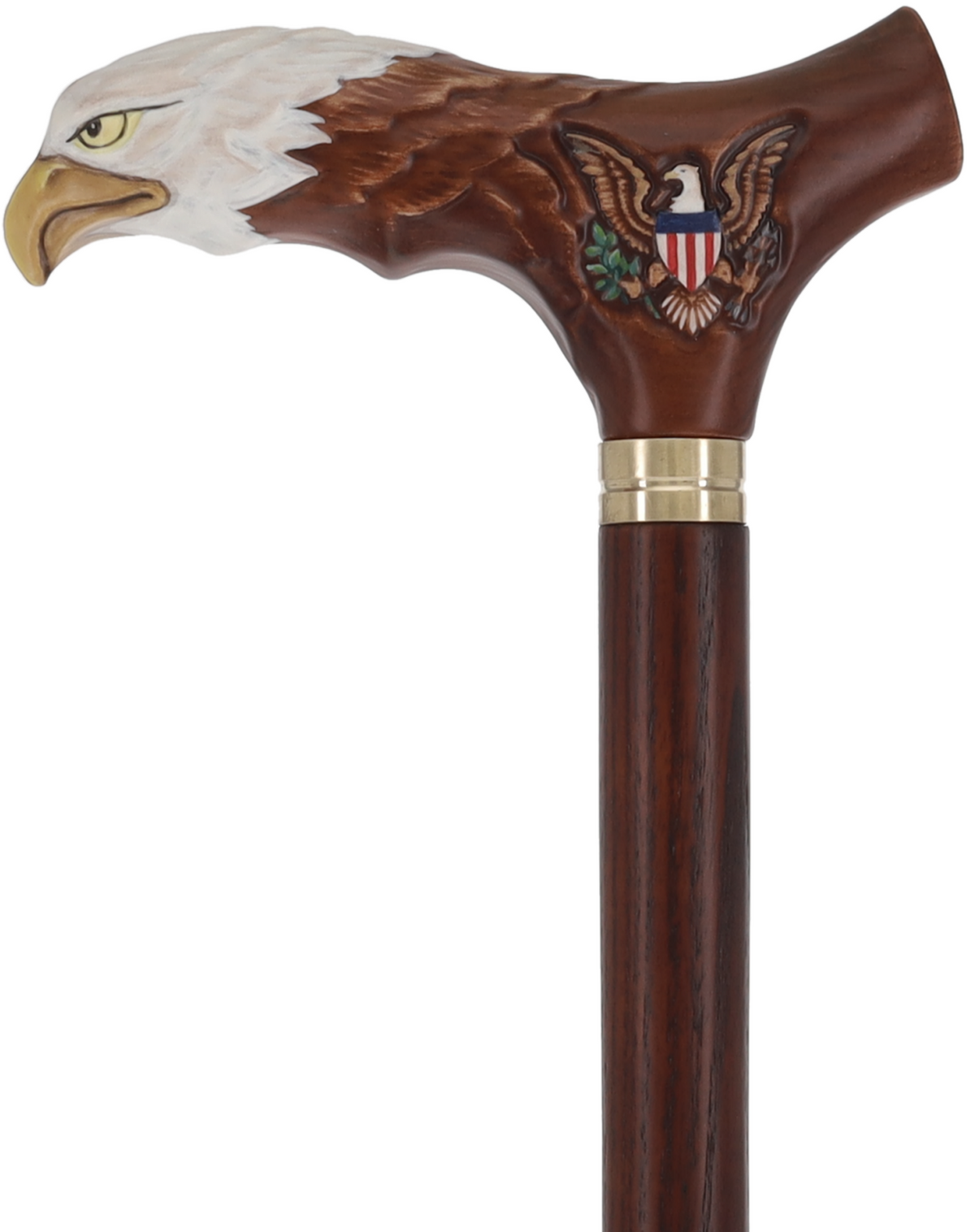 USA Bald Eagle Patriotic Handcarved Cane - Dark Wood (ash)