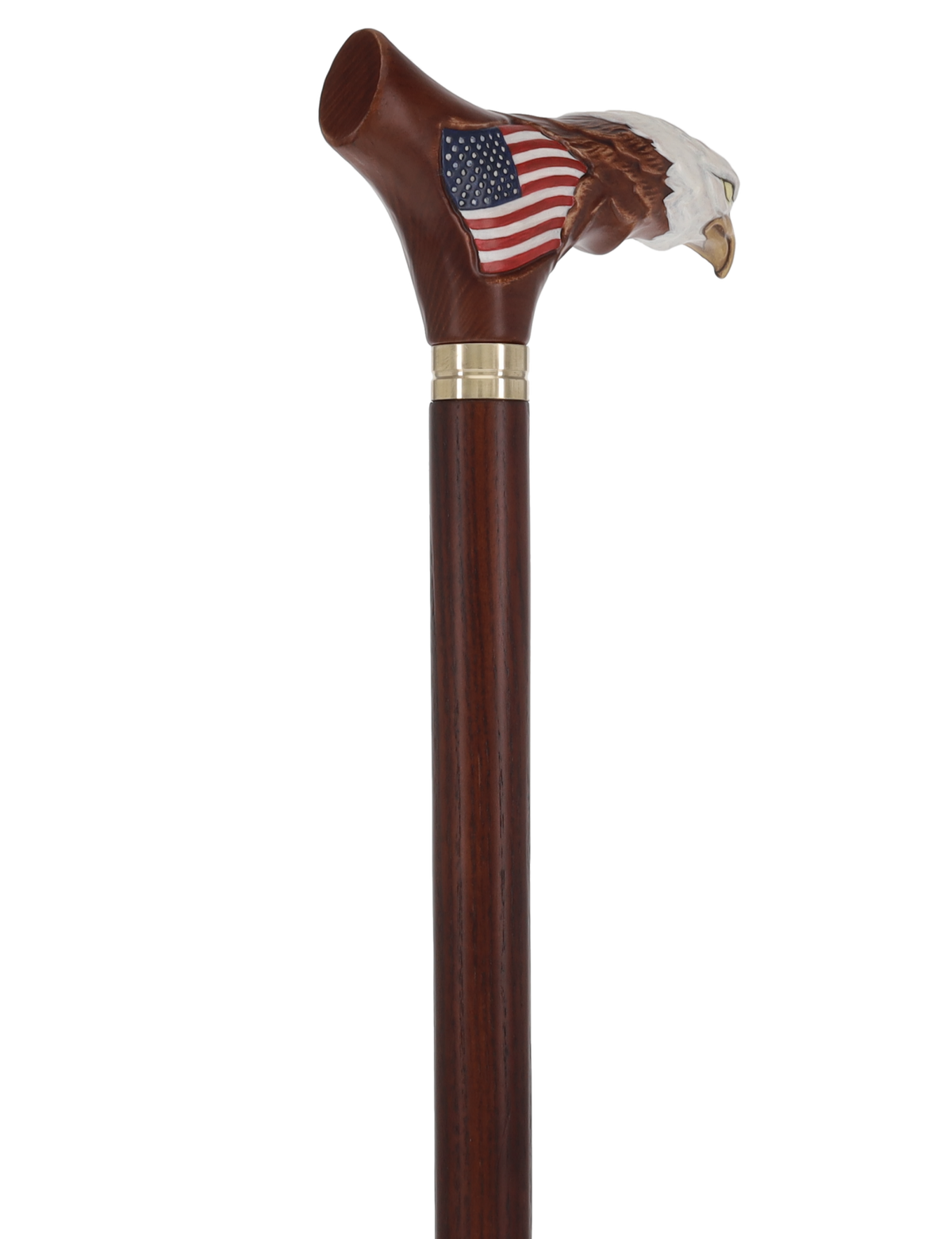 USA Bald Eagle Patriotic Handcarved Cane - Dark Wood (ash)