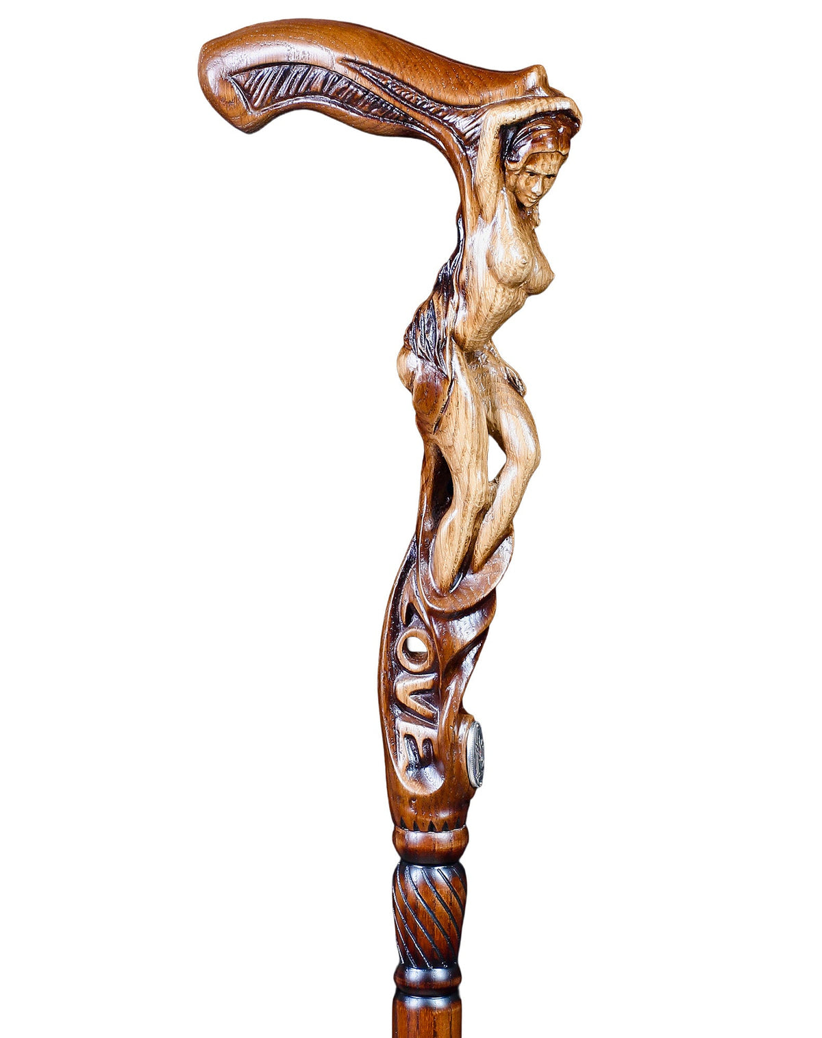 Mother Nature: Oak Wood Artisan Intricate Handcarved Cane