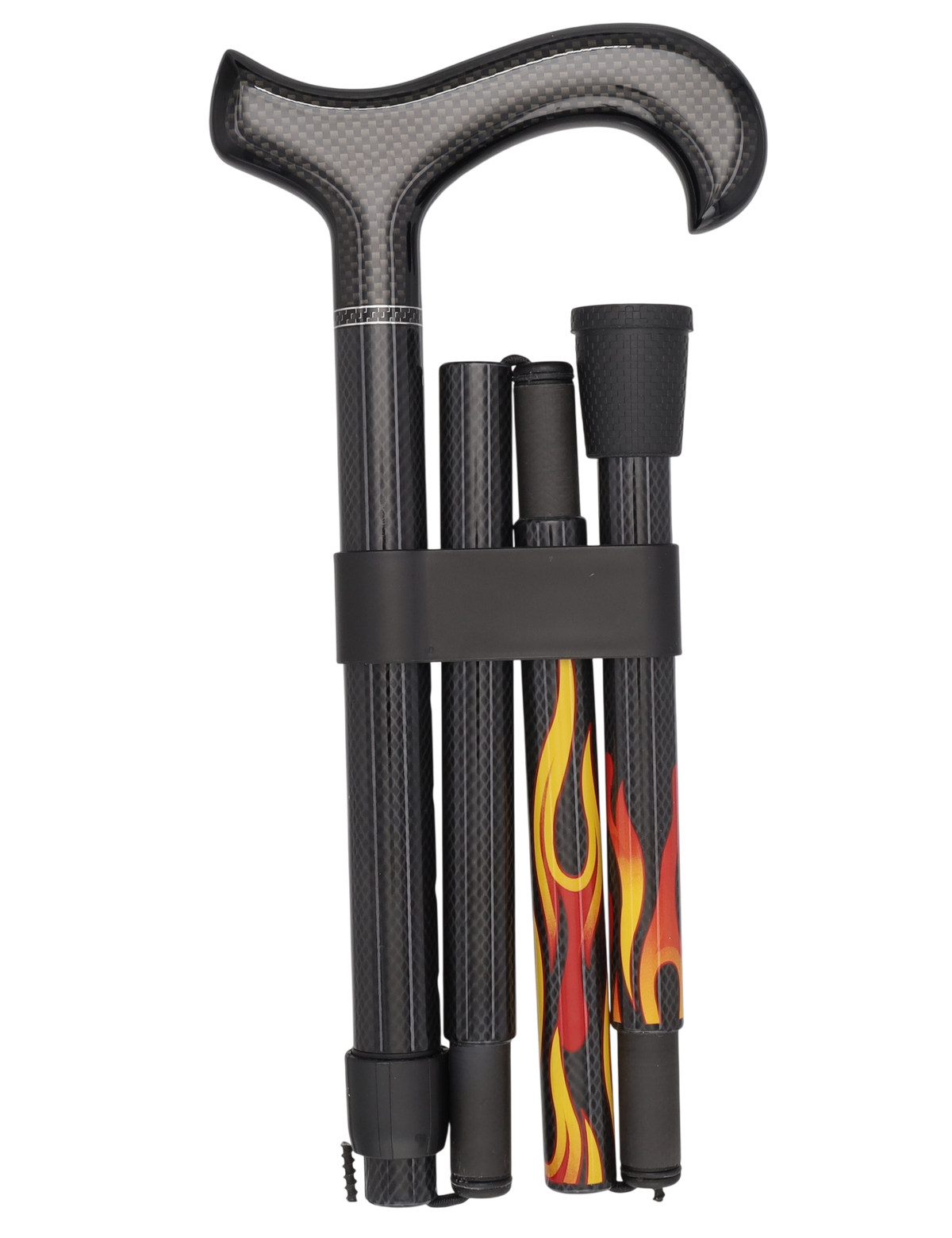 Dr. House Flame Folding Derby Cane: Foldable & Adjustable Carbon Fiber