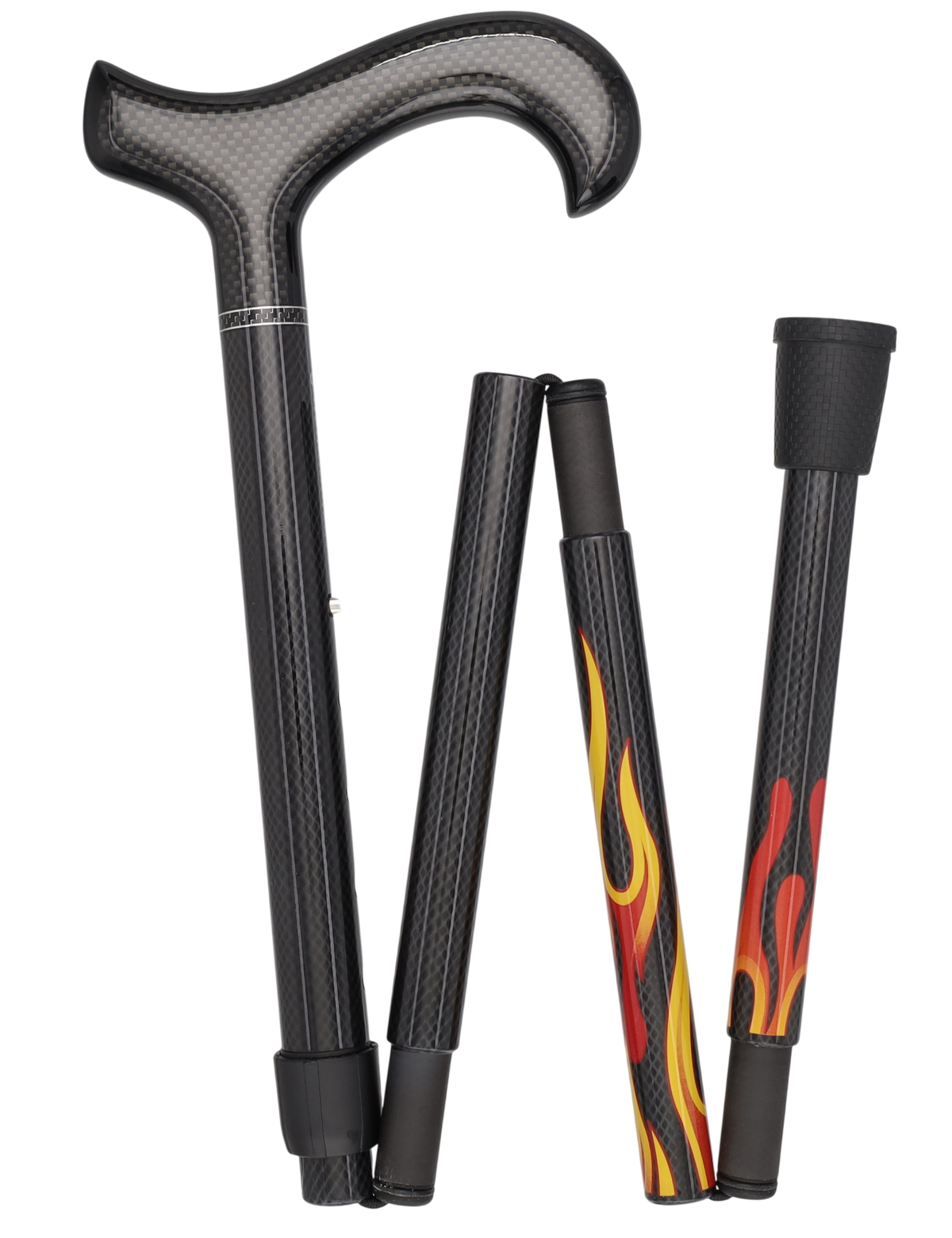 Dr. House Flame Folding Derby Cane: Foldable & Adjustable Carbon Fiber