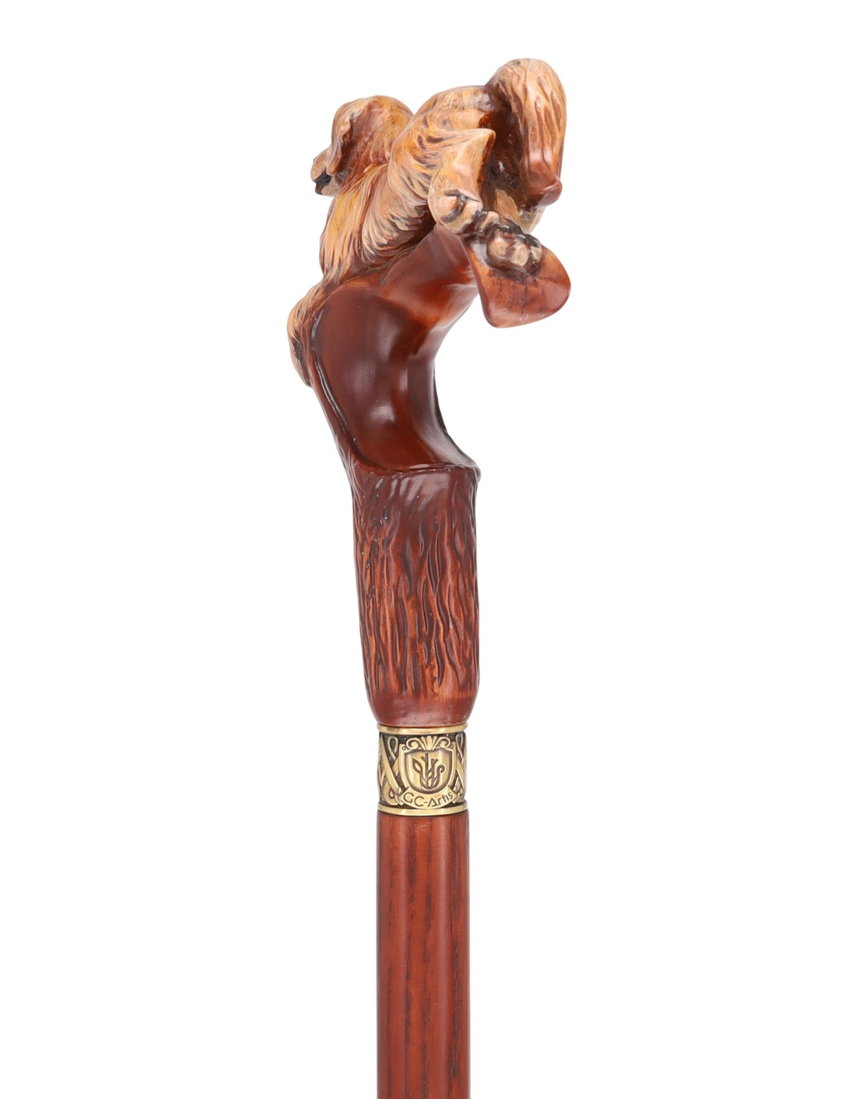 Golden Retriever Dog: Artisan Intricate Detail Handcarved Cane