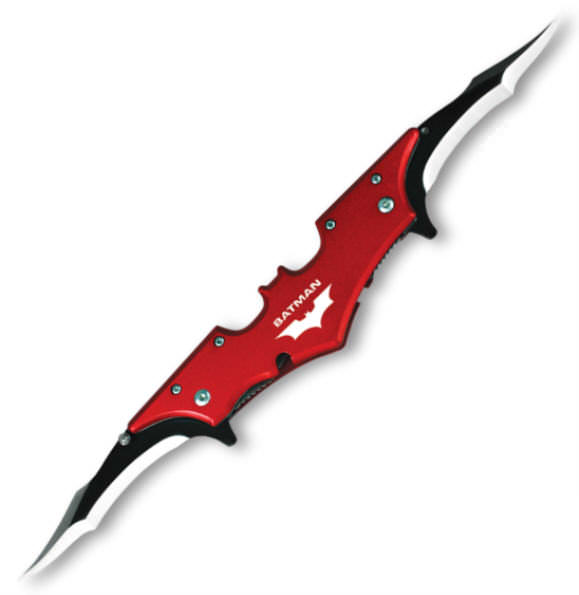 Mini Red Batman Spring Assisted Double Blade Knife - TOPHATTER'S ARMORY DEALS