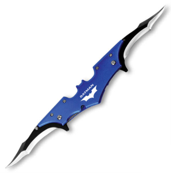 Mini Blue Batman Spring Assisted Double Blade Knife - TOPHATTER'S ARMORY DEALS