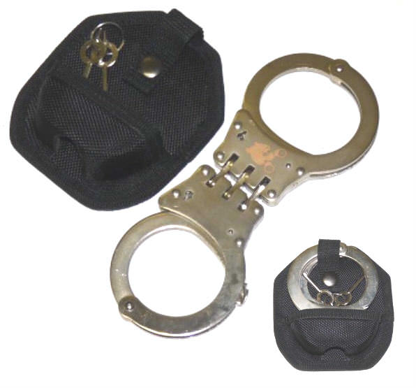 Police Style Double-Lock Hinged Chrome Handcuffs With Carry Case - TOPHATTER'S ARMORY DEALS
