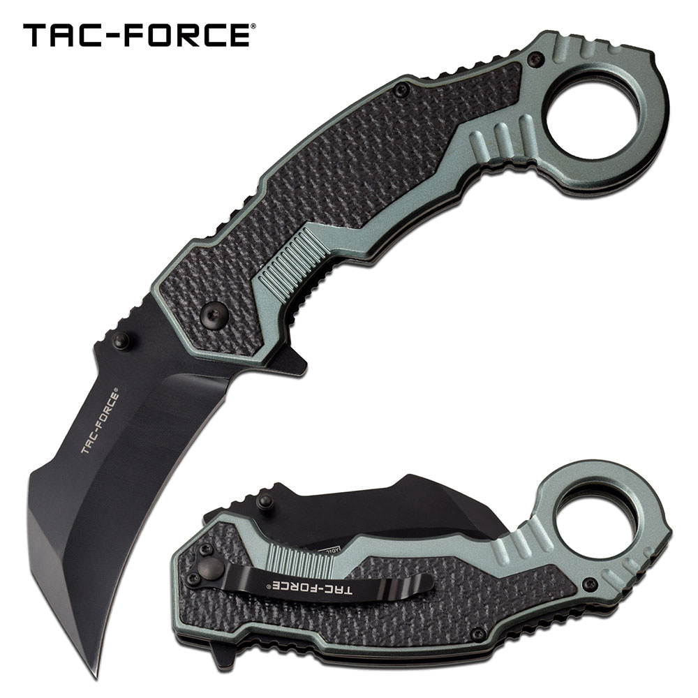 Tac Force Karambit Spring Assist Knife Black Gray Handle