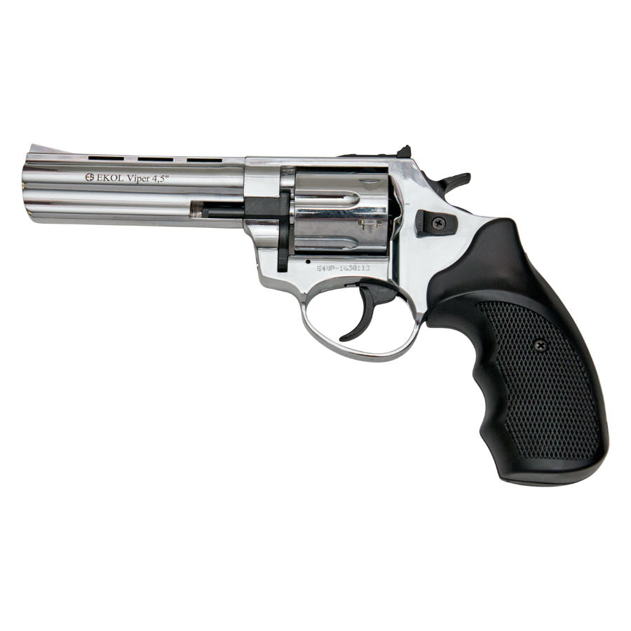 Viper 4.5 Inch Barrel 9MM Blank Firing Revolver Chrome Finish