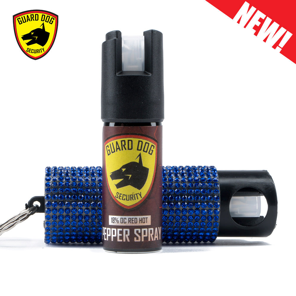 Bling It On Key Ring Self Defense Pepper Spray Blue Jeweled Cary Case - TOPHATTER'S ARMORY DEALS