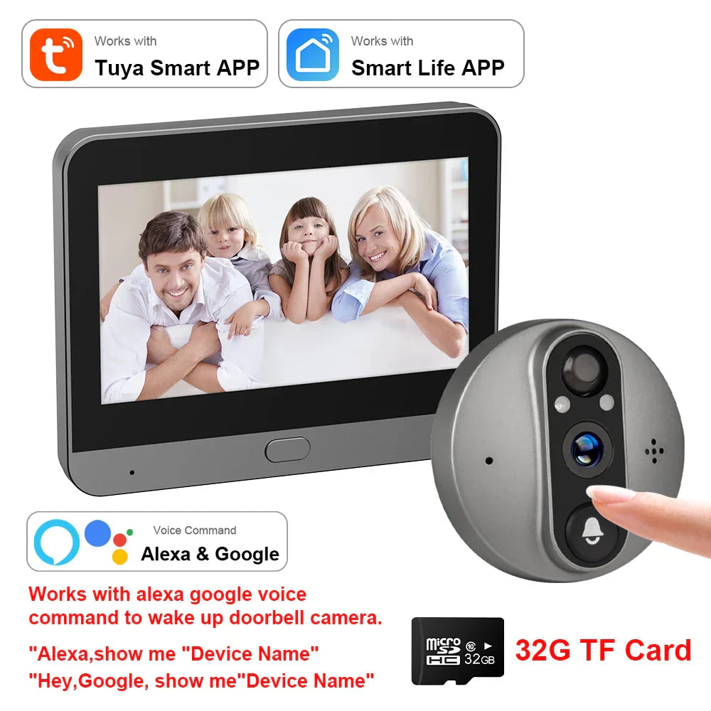 WiFi Smart Peephole Camera Doorbell