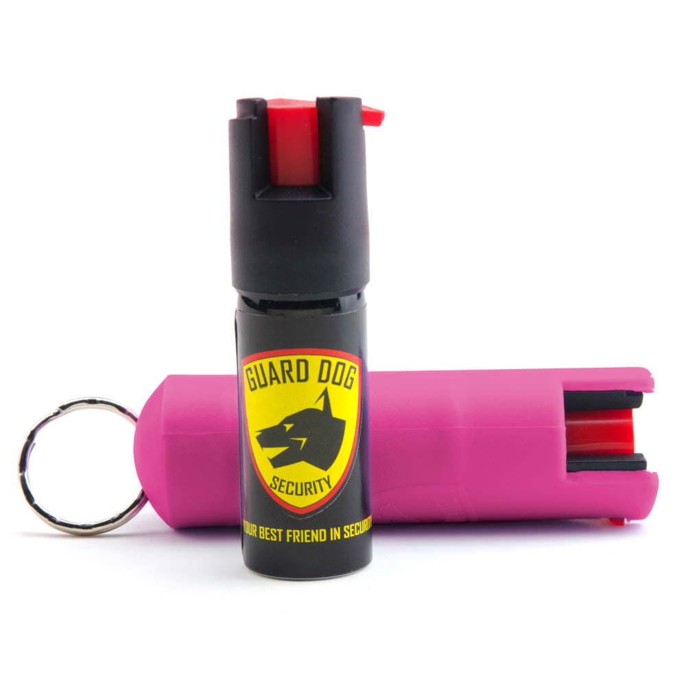 Fuchsia Hard Case Personal Defense Pepper Spray Keychain With Belt Clip