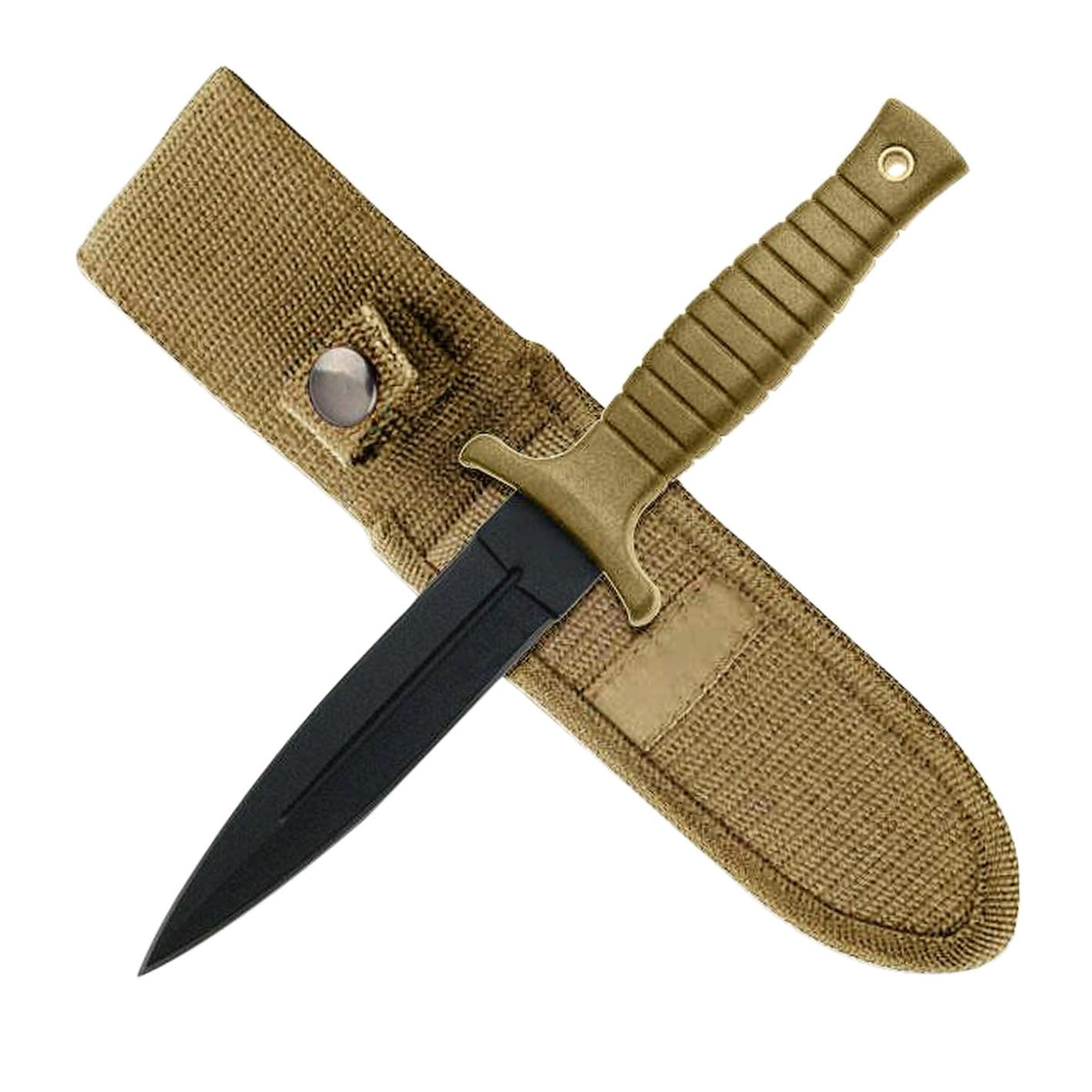 Military Tan Dual Double Edged Dagger Fixed Blade Boot Knife - TOPHATTER'S ARMORY DEALS