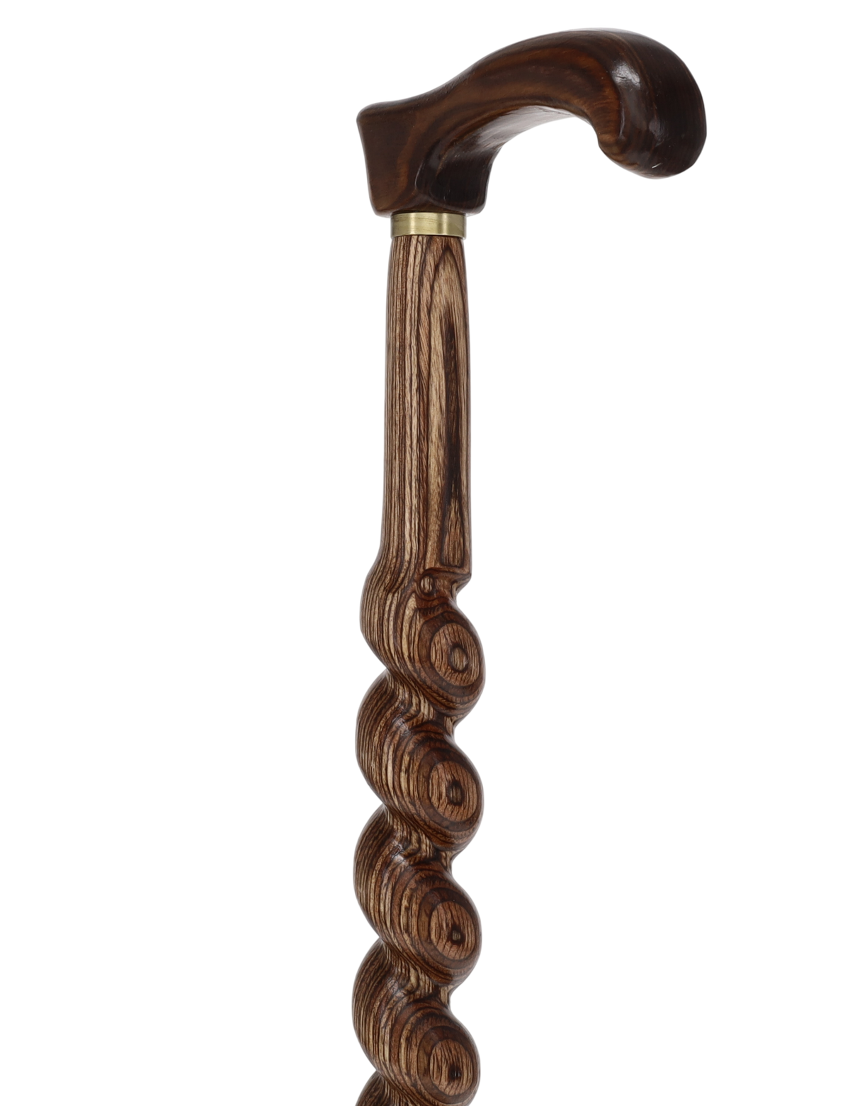 USA-Made Twisted Spiral Cane: Brown Durable Colorwood Laminate