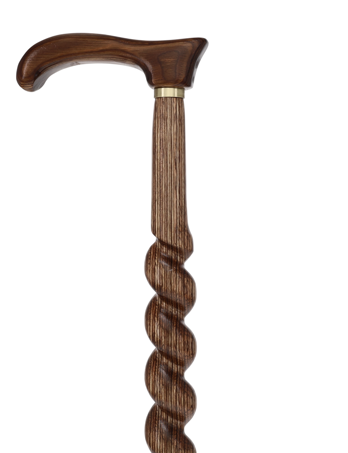 USA-Made Twisted Spiral Cane: Brown Durable Colorwood Laminate