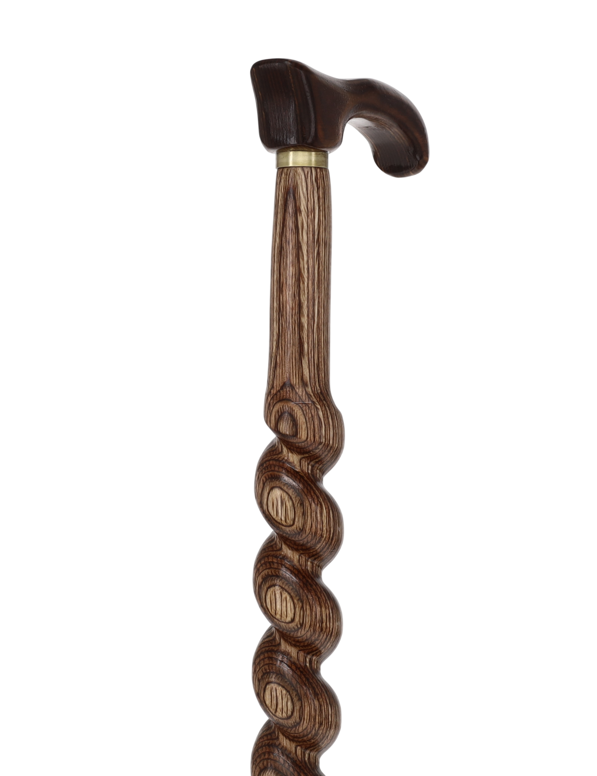 USA-Made Twisted Spiral Cane: Brown Durable Colorwood Laminate