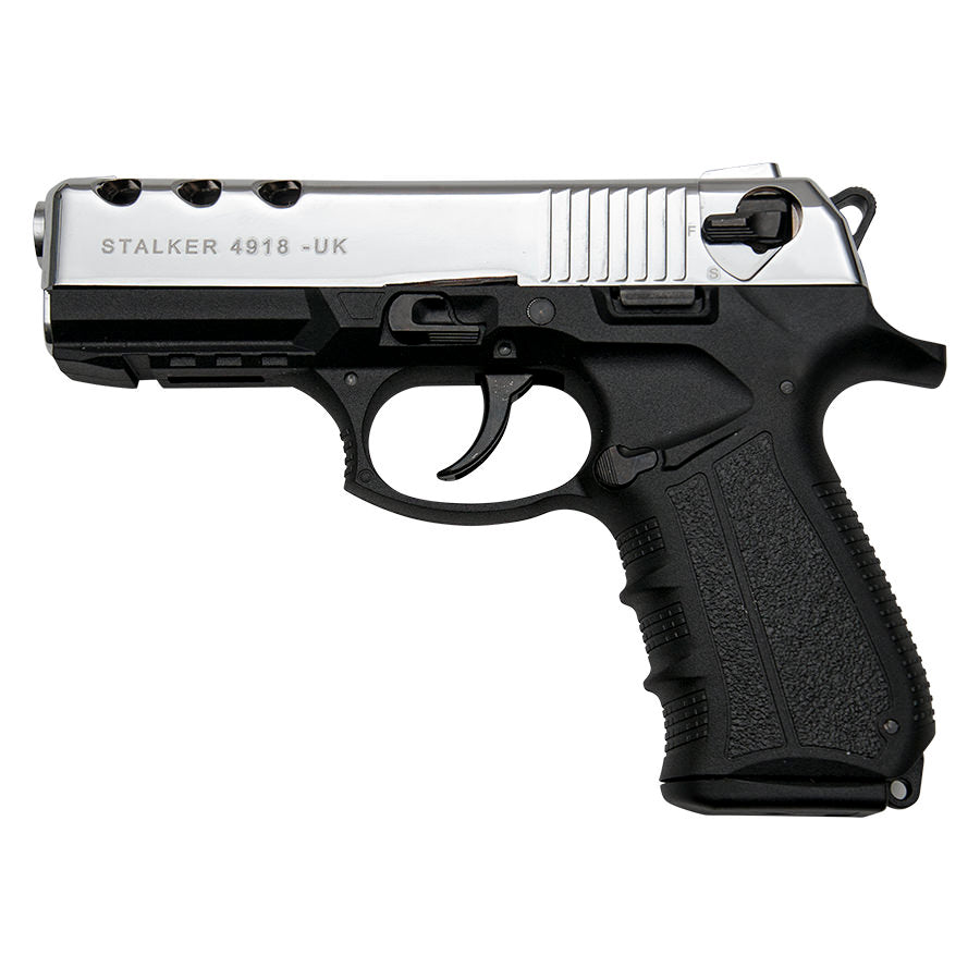 Stalker 4918 Chrome Finish - 9mm Blank Firing Replica Zoraki Gun