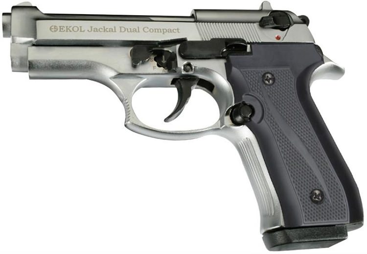 Jackal Compact Nickel Finish - Full Auto Front Fire Blank Flare Gun