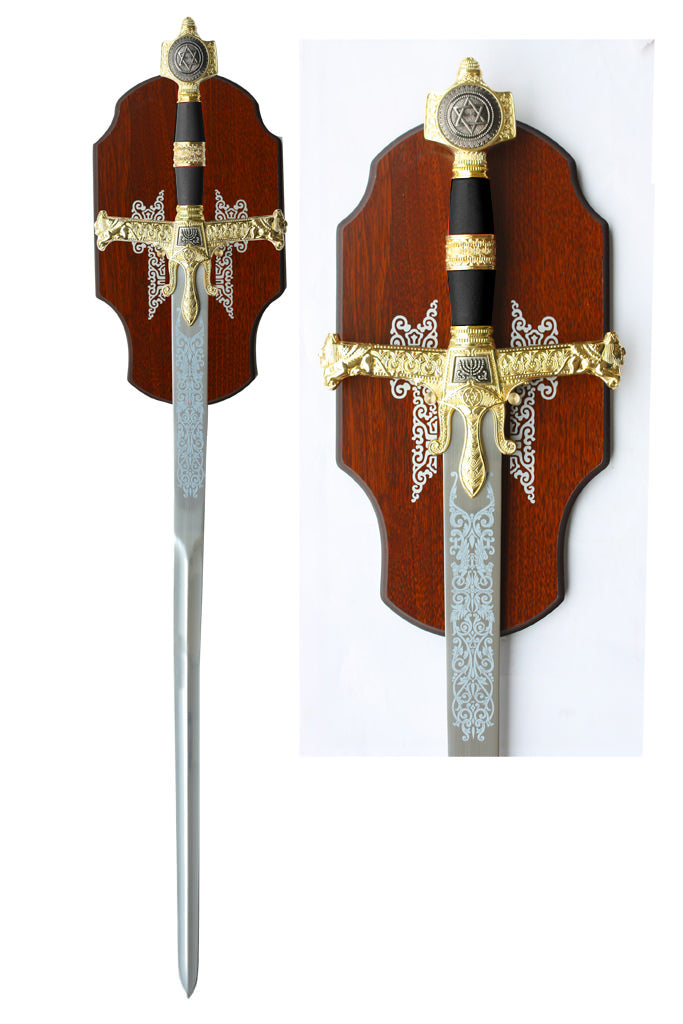Sword Of King Solomon Black With Wall Plaque