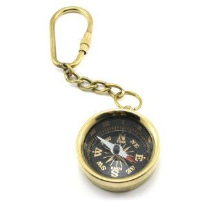 Brass Compass Keychain Nautical KeyRing - TOPHATTER'S ARMORY DEALS