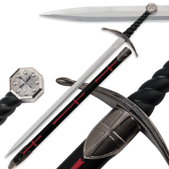 One Hand Knight's Templar Sword With Scabbard