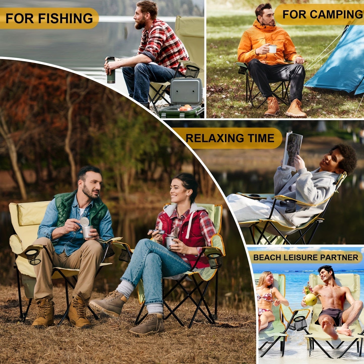 Heavy-Duty Folding Lounge Chair with Headrest