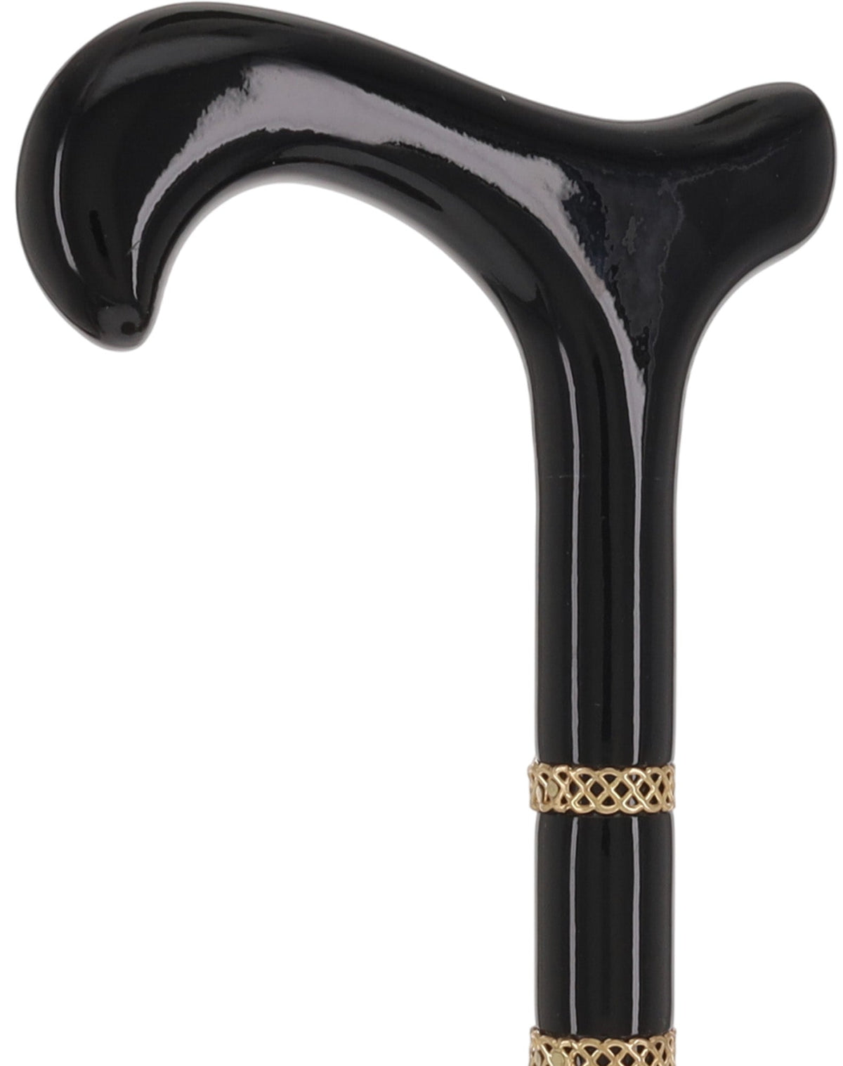 Gold & Black Derby Cane: Braided Design, Double Collar